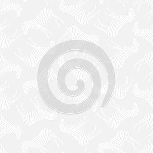 Semaless Pattern. Light Grey Background with White Inconspicuous Zebras photo