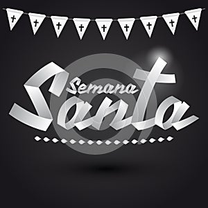 Semana Santa - Holy Week spanish text - Golden ribbon vector lettering