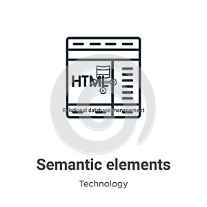 Semantic elements outline vector icon. Thin line black semantic elements icon, flat vector simple element illustration from