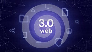 Semantic Web 3.0 concept with network nodes and service icons