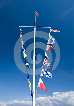 Semaphore flags on mast