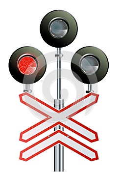 Semaphore signal traffic,Train lights realistic. vector modern design illustration.