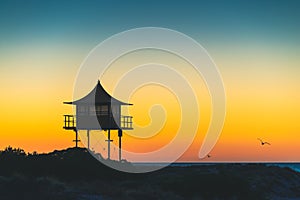 Semaphore surf life saving tower at sunset