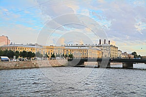 Semenovsky bridge and Fontanka River Embankment in Saint Petersburg, Russia