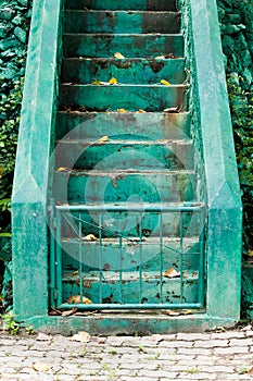 Sement stairs with green for separated up or down