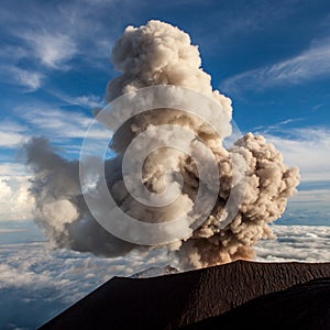 Semeru Volcano Eruption. Mt. Semeru erupts cloud.