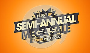 Semi-annual mega sale further reductions, vector web banner