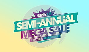 Semi-annual mega sale, further reductions, vector web banner