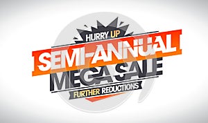 Semi-annual mega sale further reductions, vector web banner