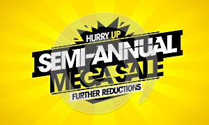 Semi-annual mega sale, further reductions web banner mockup