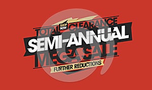 Semi-annual mega sale, total clearance discount web banner