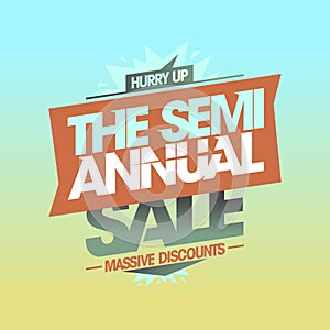 Semi-annual sale, massive discounts, vector web banner or flyer design