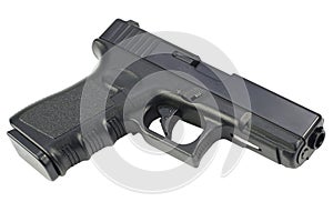 semi automatic 9x19 handgun isolated on white