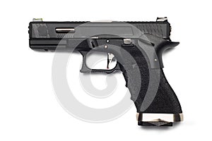 Semi automatic 9x19 handgun isolated on white background, custom