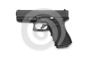 Semi automatic 9x19 handgun isolated on white background, custom