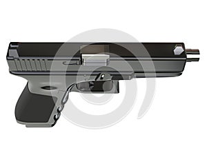 Semi - automatic modern tactical handgun - top view