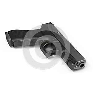 Semi-automatic pistol isolated on a white. 3D illustration