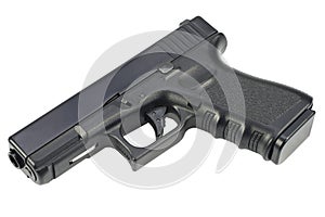 semi automatic 9x19 handgun isolated on white