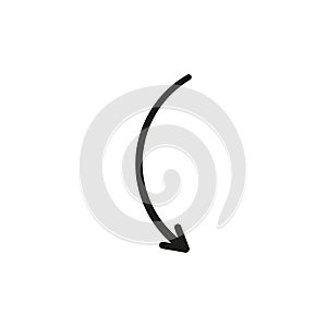 Semi circle arrow. Semicircular rounded curved geometric thin long arrow. photo