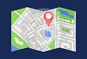 A semi-compiled map of the city with geo-targeting, geography, geotag, geolocation, search for a way, guide, direction to a photo