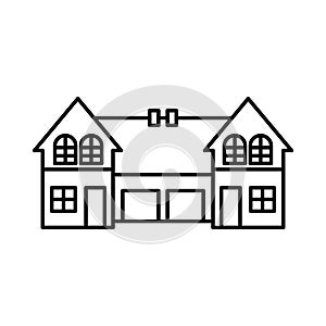 Semi-detached house icon, vector illustration