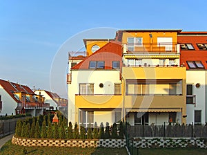Semi-detached house in sunset