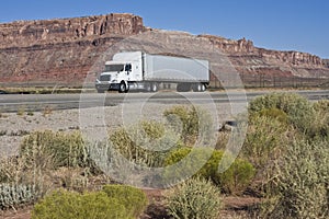 Semi driving dry Utah