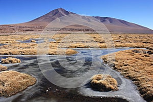 Semi frozen lakes in Eduardo Avaroa Reserve photo