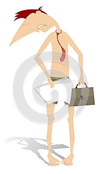 Semi naked businessman isolated