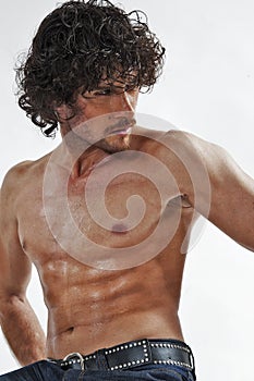 Semi nude portraits of handsome muscular man