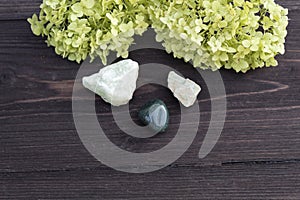 semi-precious stones - heliotrope, prehnite, amazonite