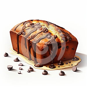 Semi-realistic Banana Bread With Chocolate Chips - Detailed 2d Game Art