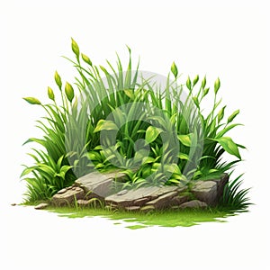 Semi-realistic Grass Scene On White Background