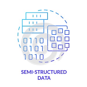 Semi-structured data blue gradient concept icon