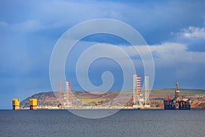 Semi Submersible Oil Rig at Cromarty Firth in Invergordon