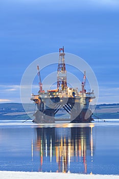 Semi Submersible Oil Rig during Sunrise at Cromarty Firth