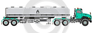 Semi Tanker Truck or Tank Trailer 18 Wheeler vector