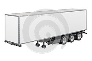 Semi trailer, long isothermal van. 3D rendering