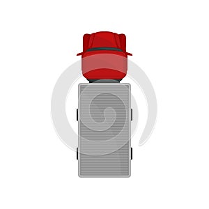Semi trailer truck, automobile for goods carriage, cargo delivering vehicle, top view vector Illustration