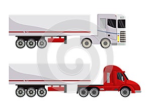 Semi trailer truck vector vehicle transport delivery cargo shipping illustration transporting set of trucking freight