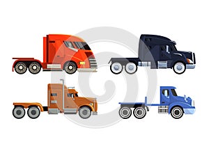 Semi trailer truck vector vehicle transport delivery cargo shipping illustration transporting set of trucking freight