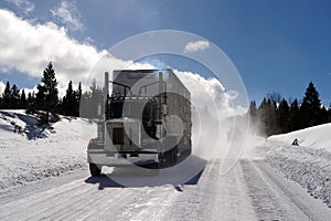 Semi-trailer Tuck On Icy Road photo