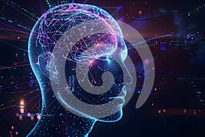 semi-transparent human head, brain network