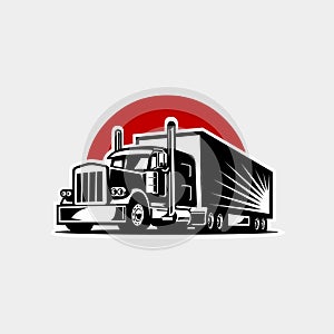 Semi truck 18 wheeler american truck side view vector isolated in white background