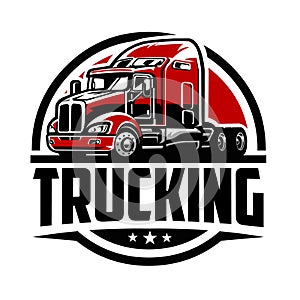 Semi truck 18 wheeler circle emblem logo