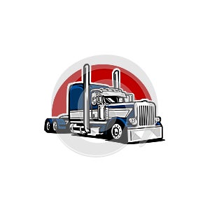 Semi truck 18 wheeler circle emblem ready made logo template. Best for trucking and freight related industry