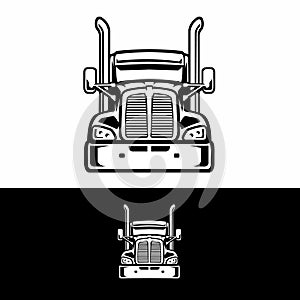 Semi truck 18 wheeler freight big rig front view vector illustration isolated