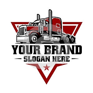 Semi truck 18 wheeler freight logo. Best for trucking and freight related industry