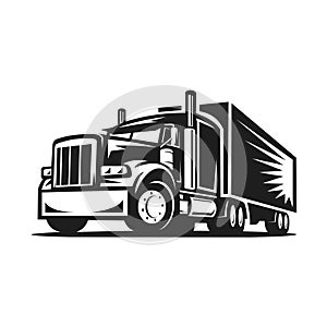 Semi truck 18 wheeler with trailer side view vector image isolated