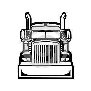 Semi truck 18 wheeler trucker front view vector isolated